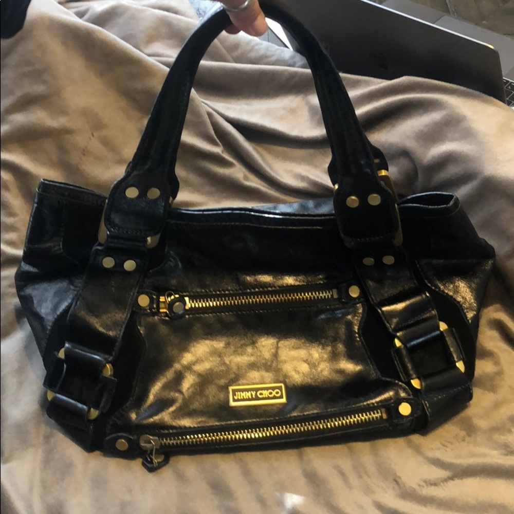 Black Jimmy Choo distressed Mahala shoulder bag